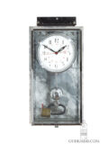 Antique-electric-French-nickel-chrome-marble-art-deco-brillié-wall-regulator-clock-model-1595-half-second-