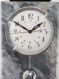 Antique-electric-French-nickel-chrome-marble-art-deco-brillié-wall-regulator-clock-model-1595-half-second-