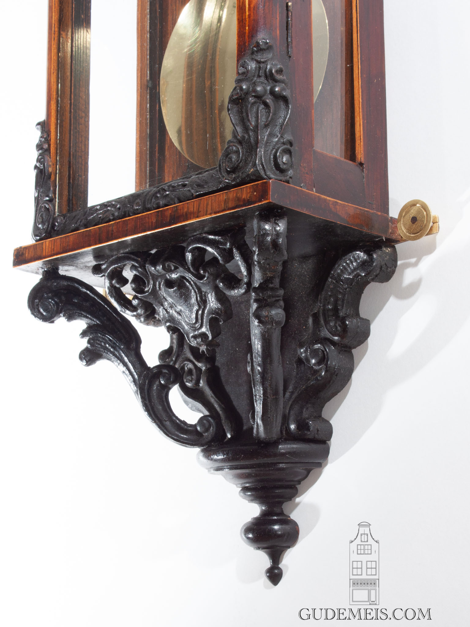 small-antique-Austrian-Hungarian-Vienna-glazed-rosewood-neo-gothic-wall-regulator-clock-