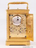 Early-French-Louis-Philippe-foliate-engraved-gilt-brass-corniche-case-striking-alarm-carriage-travel-clock-duplex-escapement-bourdin-hrologer-du-roi-paris-