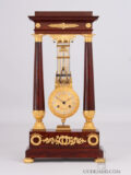 French-empire-mahogany-ormolu-gilt-bronze-classical-architectural-oscillating-movement-mantel-clock-