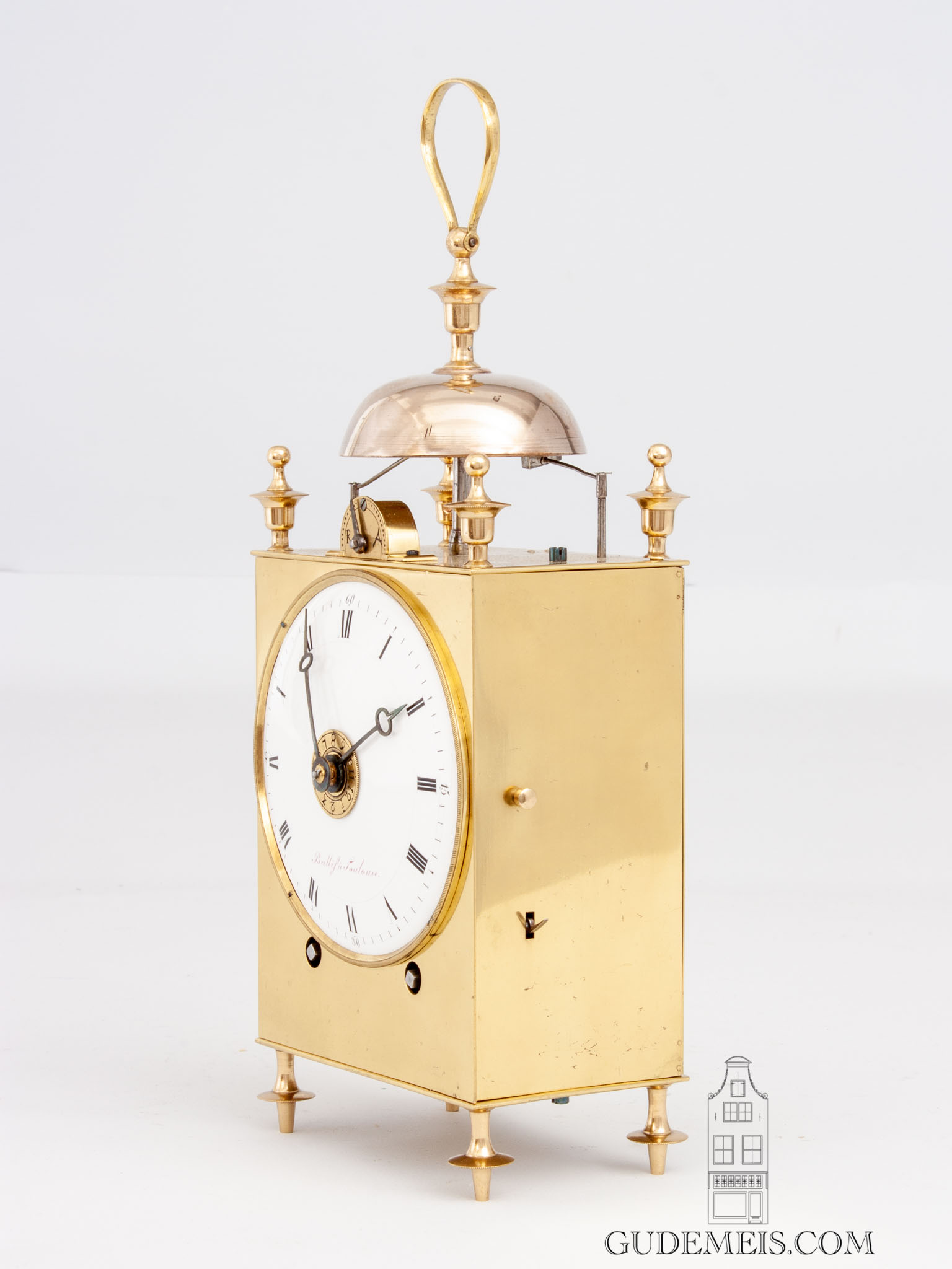 Swiss-French-Jura-brass-striking-repeating-alarm-Capucine-pendule-travel-clock-Bellif-A-Toulouse-