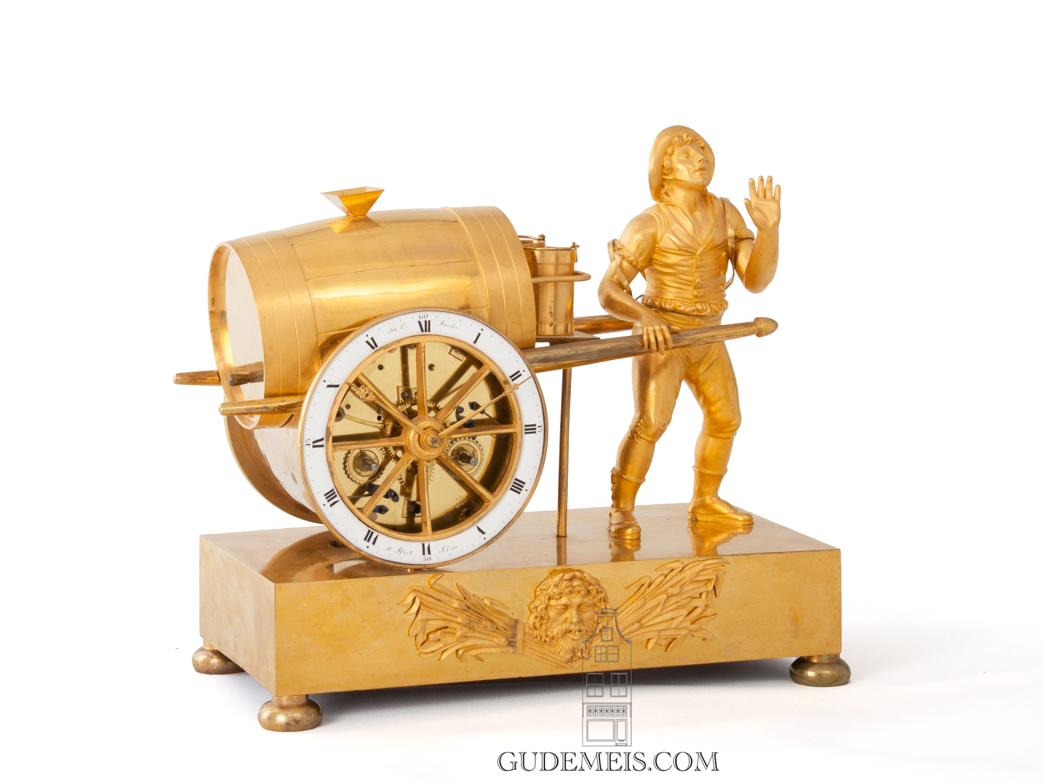 French-Empire-ormolu-gilt-bronze-sculptural-striking-antique-mantel-clock-waterseller-