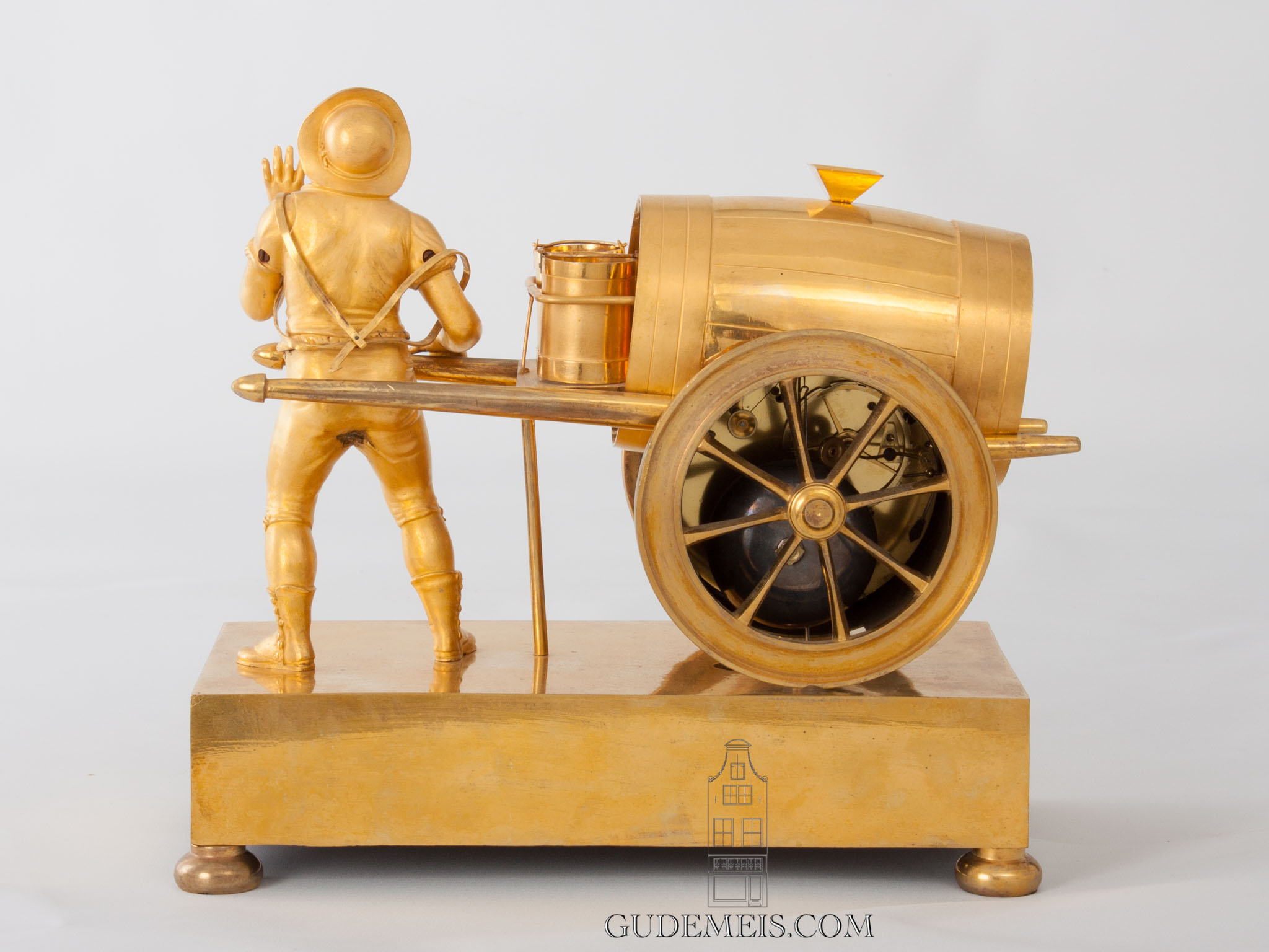 French-Empire-ormolu-gilt-bronze-sculptural-striking-antique-mantel-clock-waterseller-