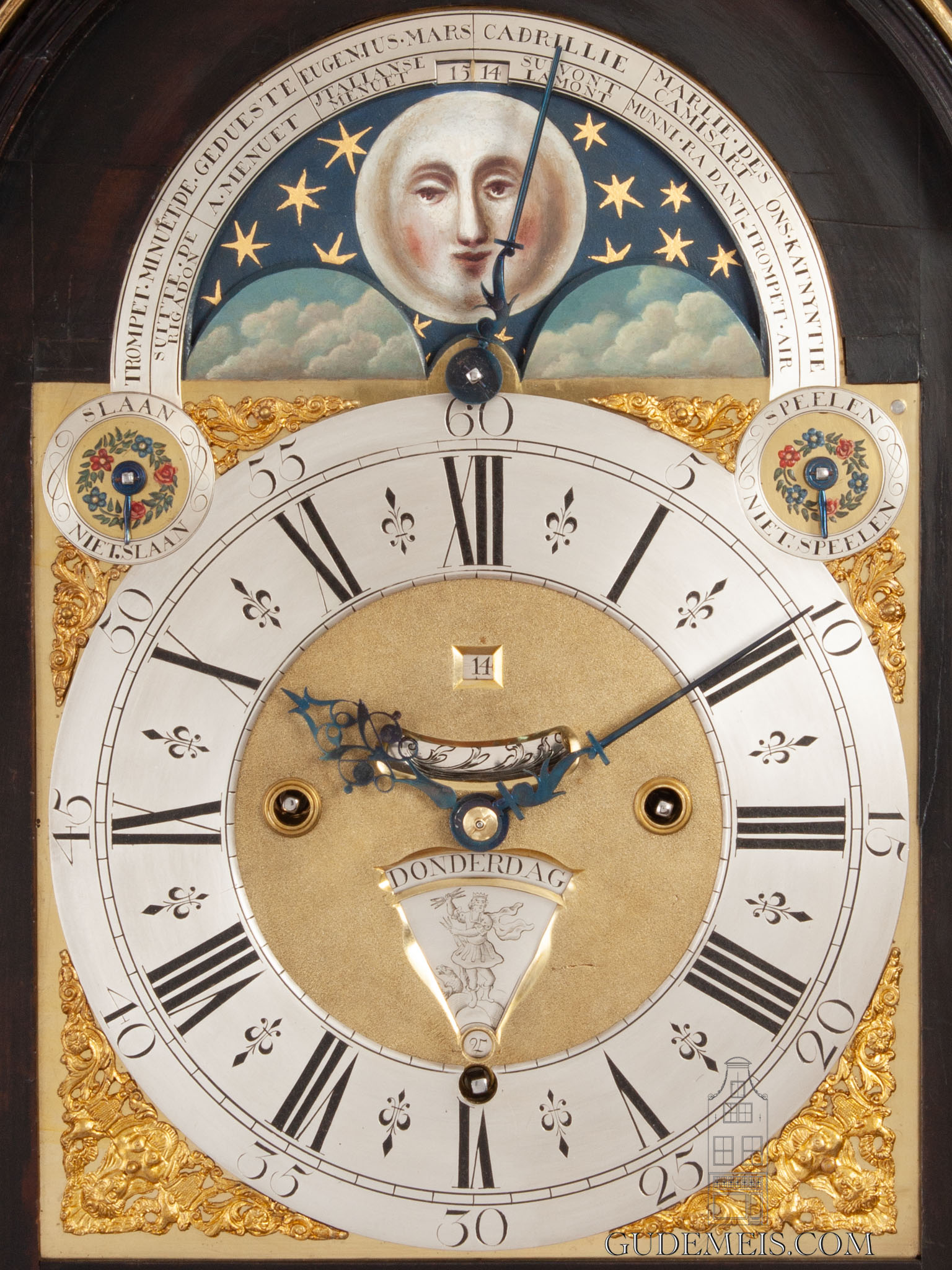 large-imposing-English-Dutch-ebony-striking-calendar-musical-mechanism-antique-bracket-table-clock-Royal-Dutch-provenance-wilhelmina-juliana-Noordeinde-lange-voorhout-