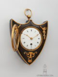 Miniature-French-patinated-gilt-bronze-ormolu-Empire-napoleon-cartel-antique-clock-