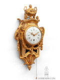 French-Louis XVI-ormolu-gilt-bronze-classical-small-miniature-repeating-cartel-antique-wall-clock-