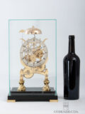 Victorian-English-lyre-brass-antique-skeleton-clock-bell-striking-balance-lever-escapement-Dent-London-