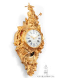 French-Louis XV-rococo-ormolu-gilt-bronze-striking-oriental-antique-cartel-wall-clock-