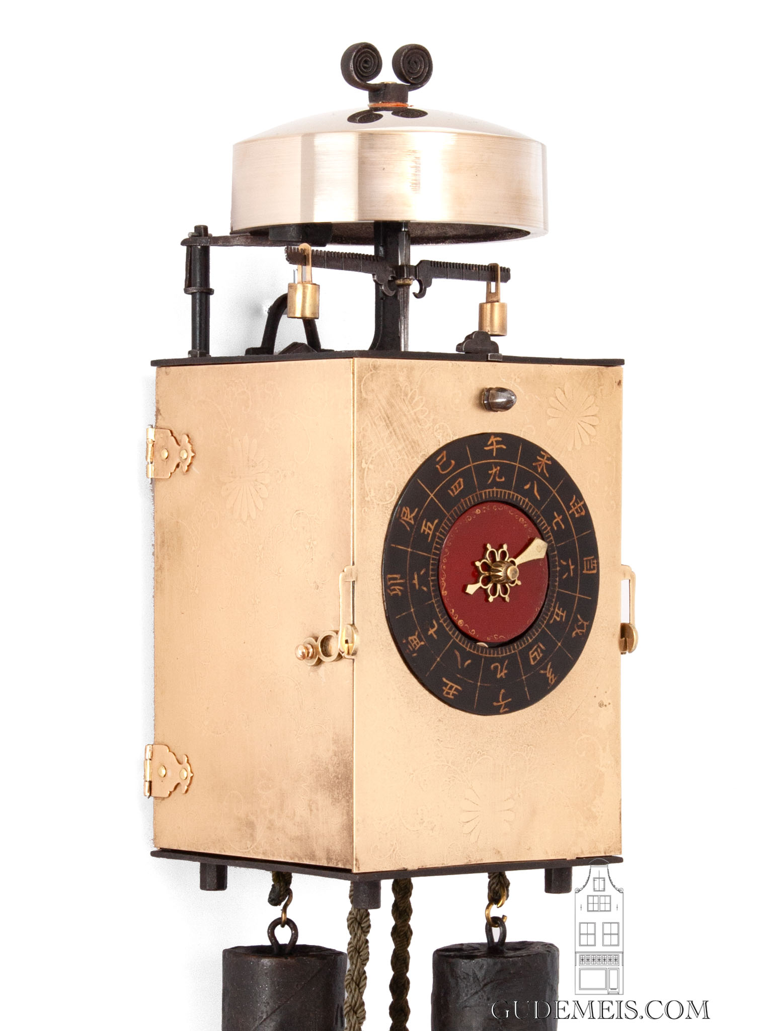 antique-japanese-iron-brass-striking-balance-lantern-wall-clock-kake-yagura-dokei-