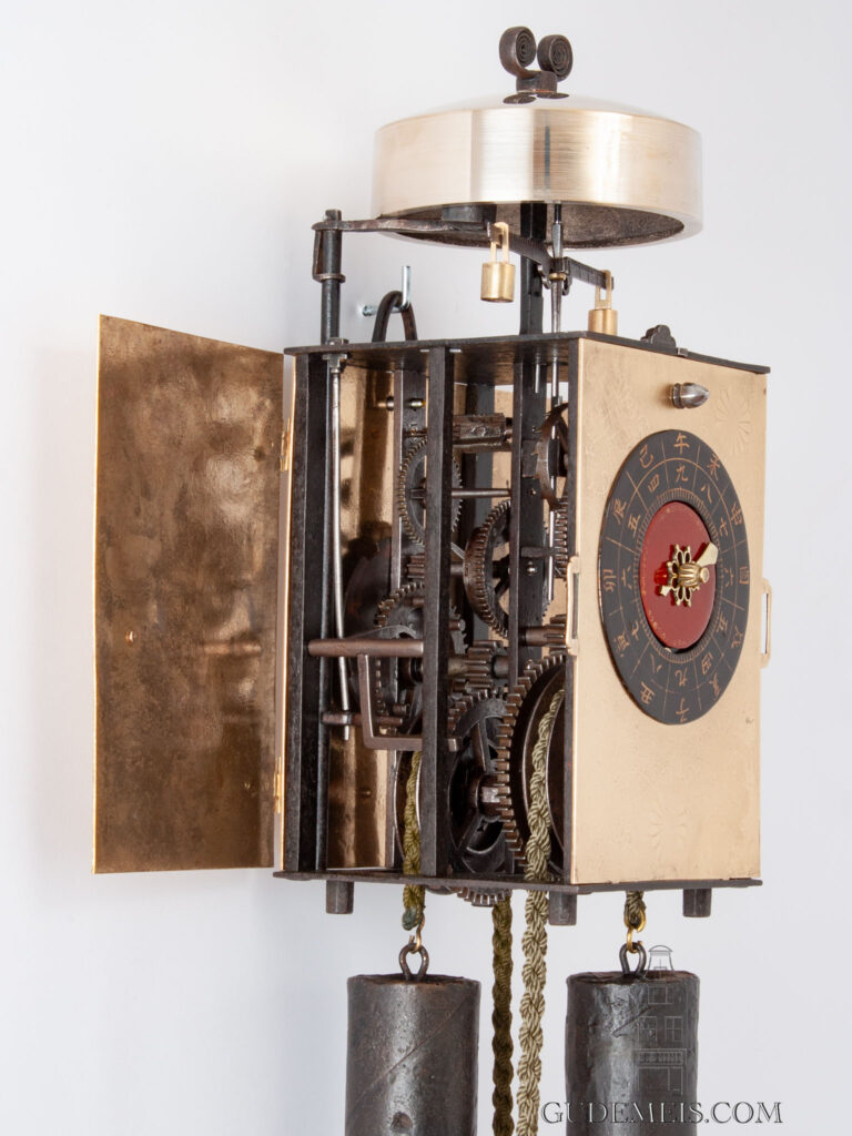 antique-japanese-iron-brass-striking-balance-lantern-wall-clock-kake-yagura-dokei-