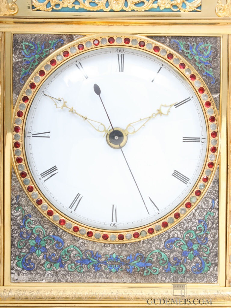 Qing-China-Chinese-Imperial-Guangzhou-musical-chiming-gilt-brass-enamel-striking-sweep-seconds-antique-clock-
