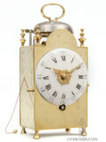 Antique-small-French-Louis XVI-brass-early-capucine-quarter-repeat-alarm-travel-mantel-clock-