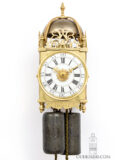 Small-miniature-French-regence-brass-lantern-clock-striking-alarm-antique-wall-clock-lefebvre-fontainebleau-