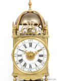 Small-miniature-French-regence-brass-lantern-clock-striking-alarm-antique-wall-clock-lefebvre-fontainebleau-