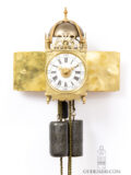 Small-miniature-French-regence-brass-lantern-clock-striking-alarm-antique-wall-clock-lefebvre-fontainebleau-