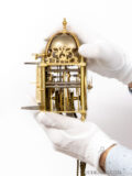 Small-miniature-French-regence-brass-lantern-clock-striking-alarm-antique-wall-clock-lefebvre-fontainebleau-