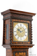 Early-English-marquetry-walnut-striking-alarm-antique-longcase-clock-Ahasuerus- Fromanteel-