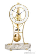 Swiss-French-Directoire-Empire-brass-marble-skeleton-month-duration-keyhole-bell-striking-antique-table-regulator-clock-
