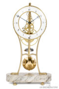 Swiss-French-Directoire-Empire-brass-marble-skeleton-month-duration-keyhole-bell-striking-antique-table-regulator-clock-