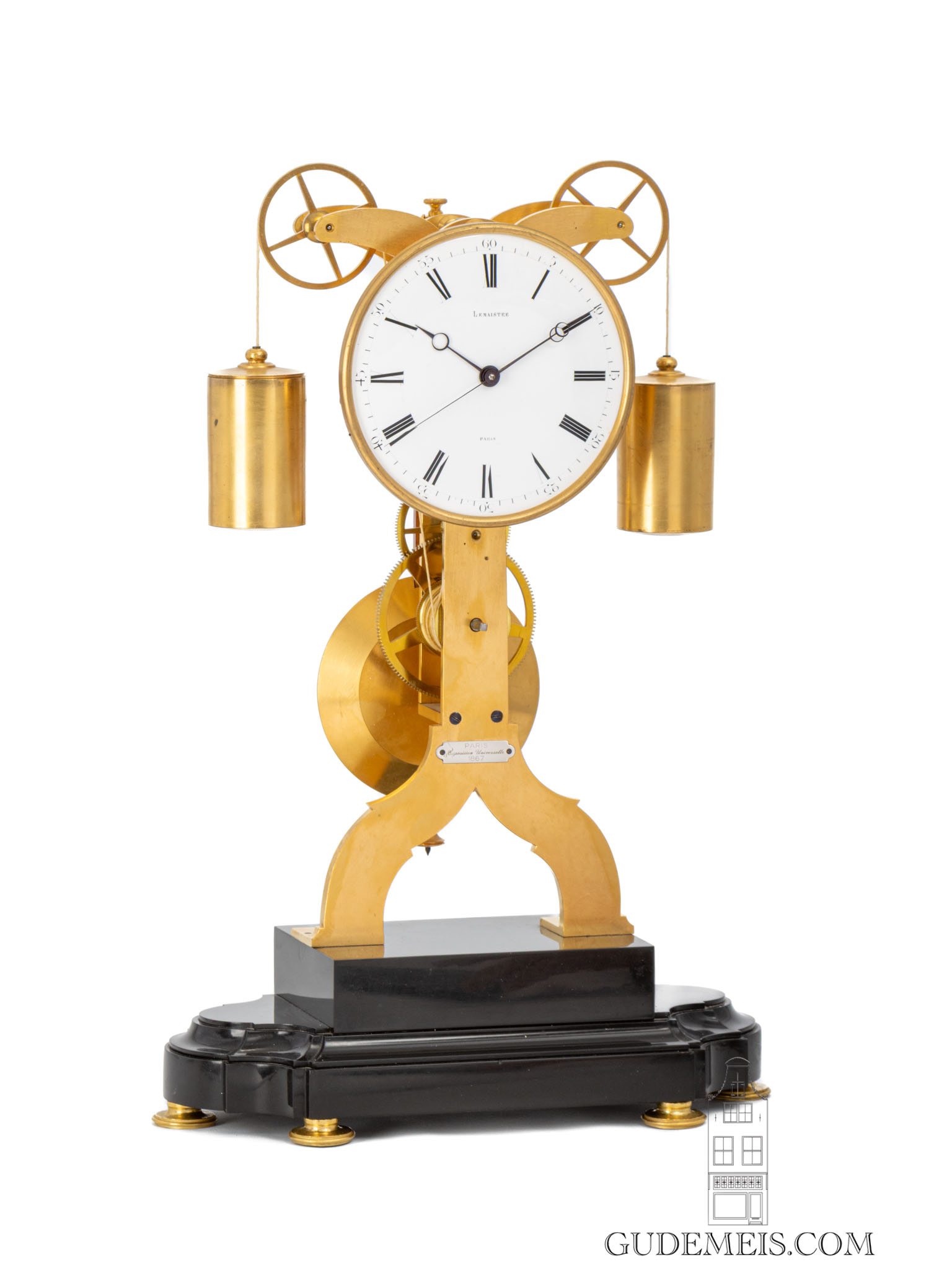 French-brass-skeleton-month-going-table-regulator-clock-world-exhibition-paris-weight-driven-lemaistre-