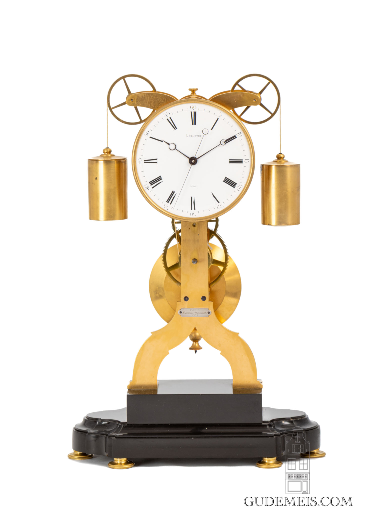 French-brass-skeleton-month-going-table-regulator-clock-world-exhibition-paris-weight-driven-lemaistre-