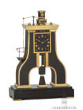 Brass-marble-French-industrial-novelty-Guilmet-striking-mantel-clock-Steamhammer-