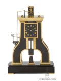 Brass-marble-French-industrial-novelty-Guilmet-striking-mantel-clock-Steamhammer-