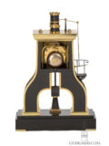Brass-marble-French-industrial-novelty-Guilmet-striking-mantel-clock-Steamhammer-
