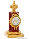 French-Louis XVI-patinated-gilt-ormolu-bronze-column-mantel-clock-Robert-Osmond-