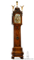 Dutch-rococo-LouisXV-burr-walnut-striking-calendar-moonphase-musical-Amsterdam-longcase-clock-Haarlem-Coelombie-