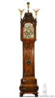 Dutch-rococo-LouisXV-burr-walnut-striking-calendar-moonphase-musical-Amsterdam-longcase-clock-Haarlem-Coelombie-