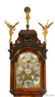 Dutch-rococo-LouisXV-burr-walnut-striking-calendar-moonphase-musical-Amsterdam-longcase-clock-Haarlem-Coelombie-