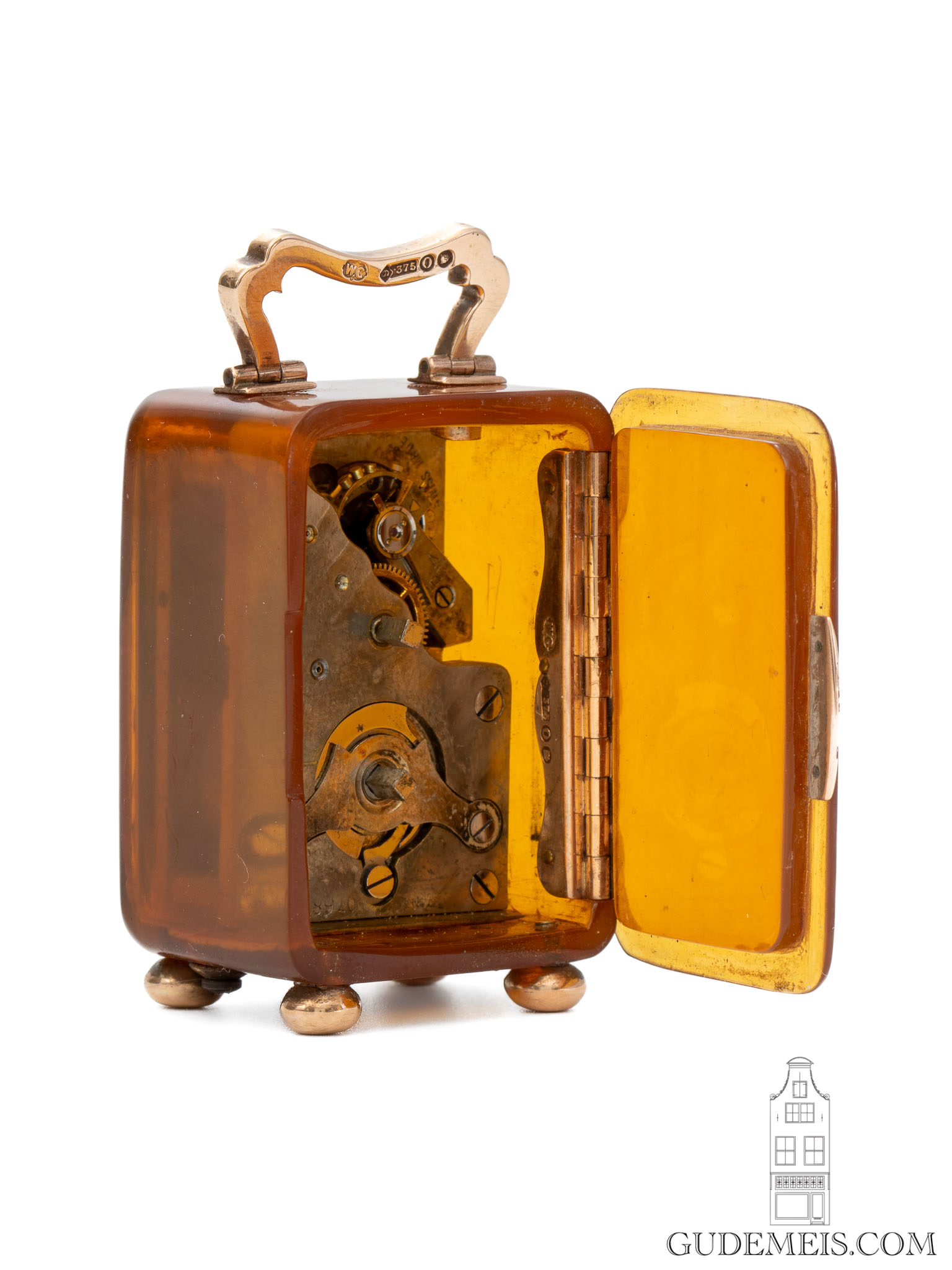 antique-Swiss-subminiature-English-London-Comyns-gold-ambrolite-travel-clock-