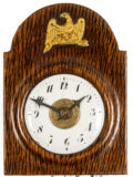 rare-South-German-Black-Forest-Schwarzwald-miniature-antique-striking-alarm-wall-clock-faux-bois-Joesph-Sorg-