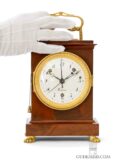 Swiss-Empire-ormolu-mahogany-quarter-striking-alarm-pendule-officier-Robert-