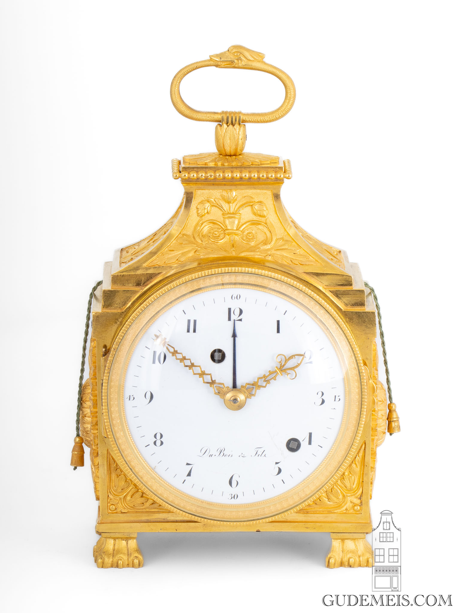 Swiss-French-LouisXVI-gilt-bronze-travel-clock-Pendule-officier-Dubois-quarter-striking-alarm-