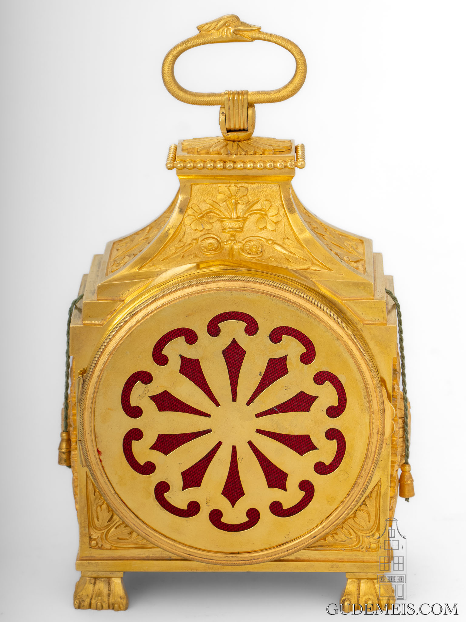 Swiss-French-LouisXVI-gilt-bronze-travel-clock-Pendule-officier-Dubois-quarter-striking-alarm-