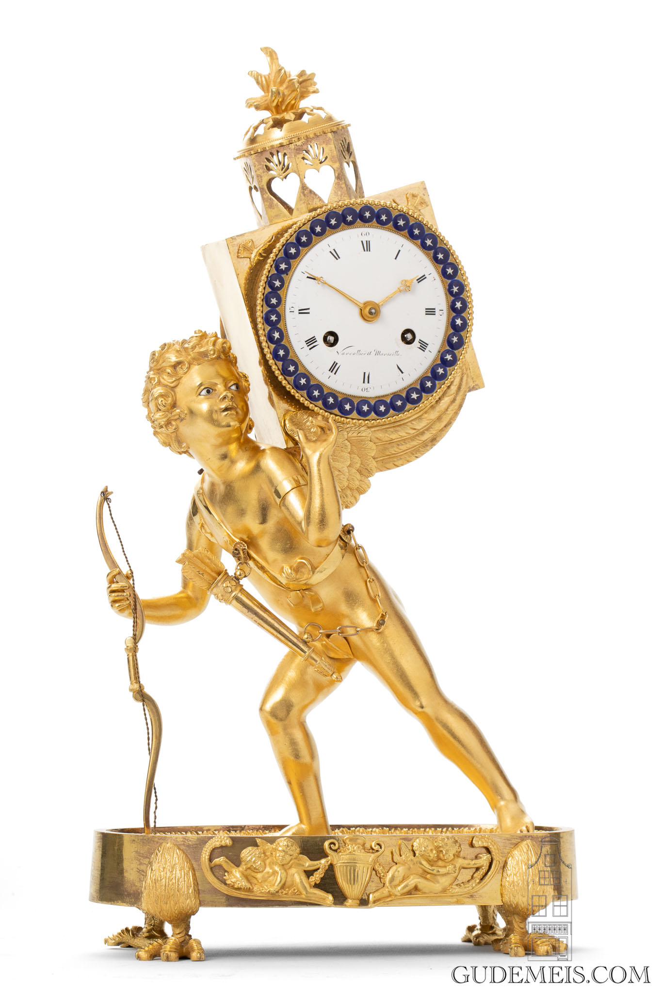 French-Empire-ormolu-gilt-bronze-sculptural-figural-magic-lantern-laterna-magica-mantel-clock-