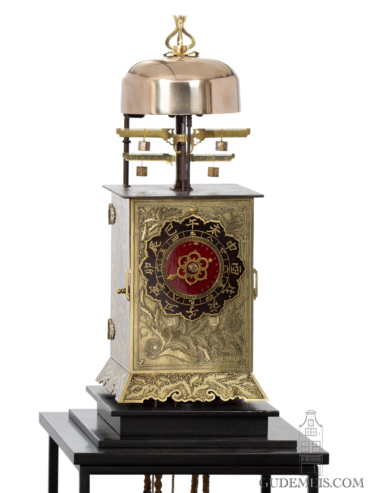 Japan-japanese-brass-engraved-striking-lantern-dai-dokei-antique clock-