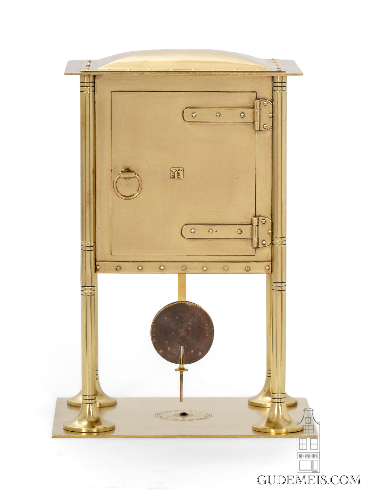 Dutch-arts-crafts-amsterdamse-school-engraved-brass-striking-mantel-clock-Johannes-Cornelis-Stoffels-