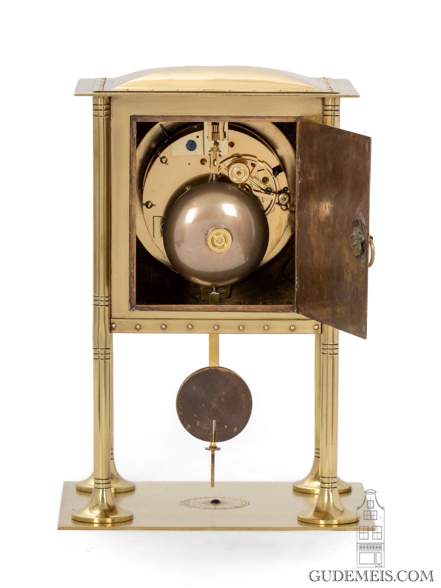 Dutch-arts-crafts-amsterdamse-school-engraved-brass-striking-mantel-clock-Johannes-Cornelis-Stoffels-