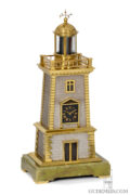 French-bronze-brass-onyx-industrial-mantel-clock-lighthouse-guilmet-animated-automaton-antique-clock-