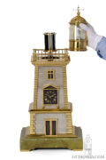 French-bronze-brass-onyx-industrial-mantel-clock-lighthouse-guilmet-animated-automaton-antique-clock-