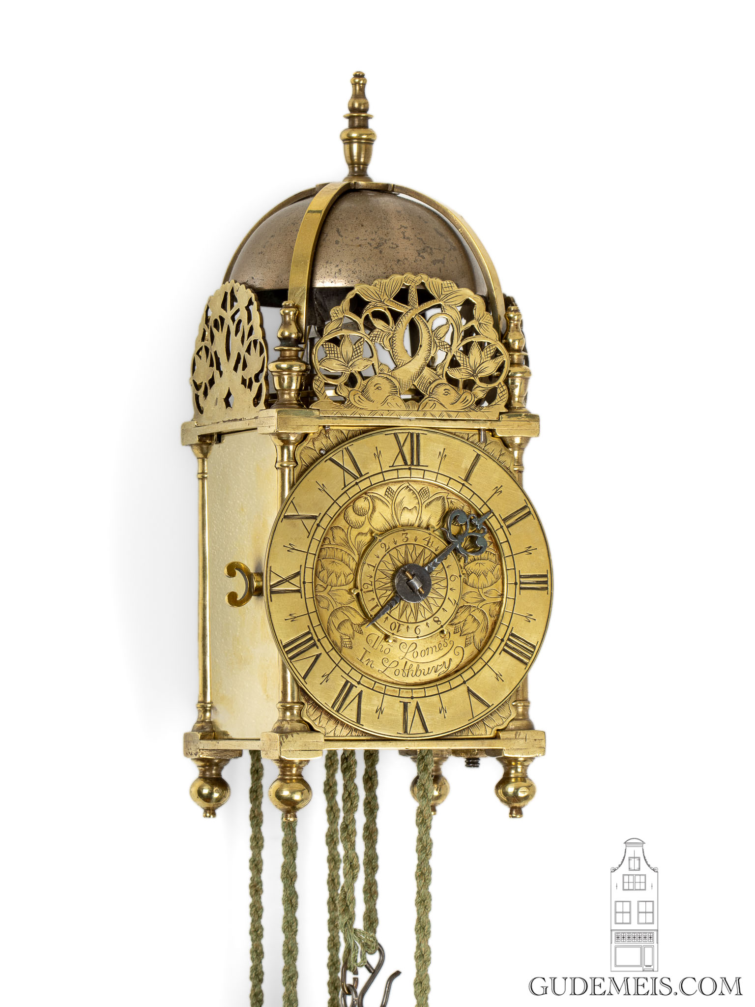 miniature-English-brass-balance-wheel-striking-lantern-clock-Thomas-Loomes-Lothbury-