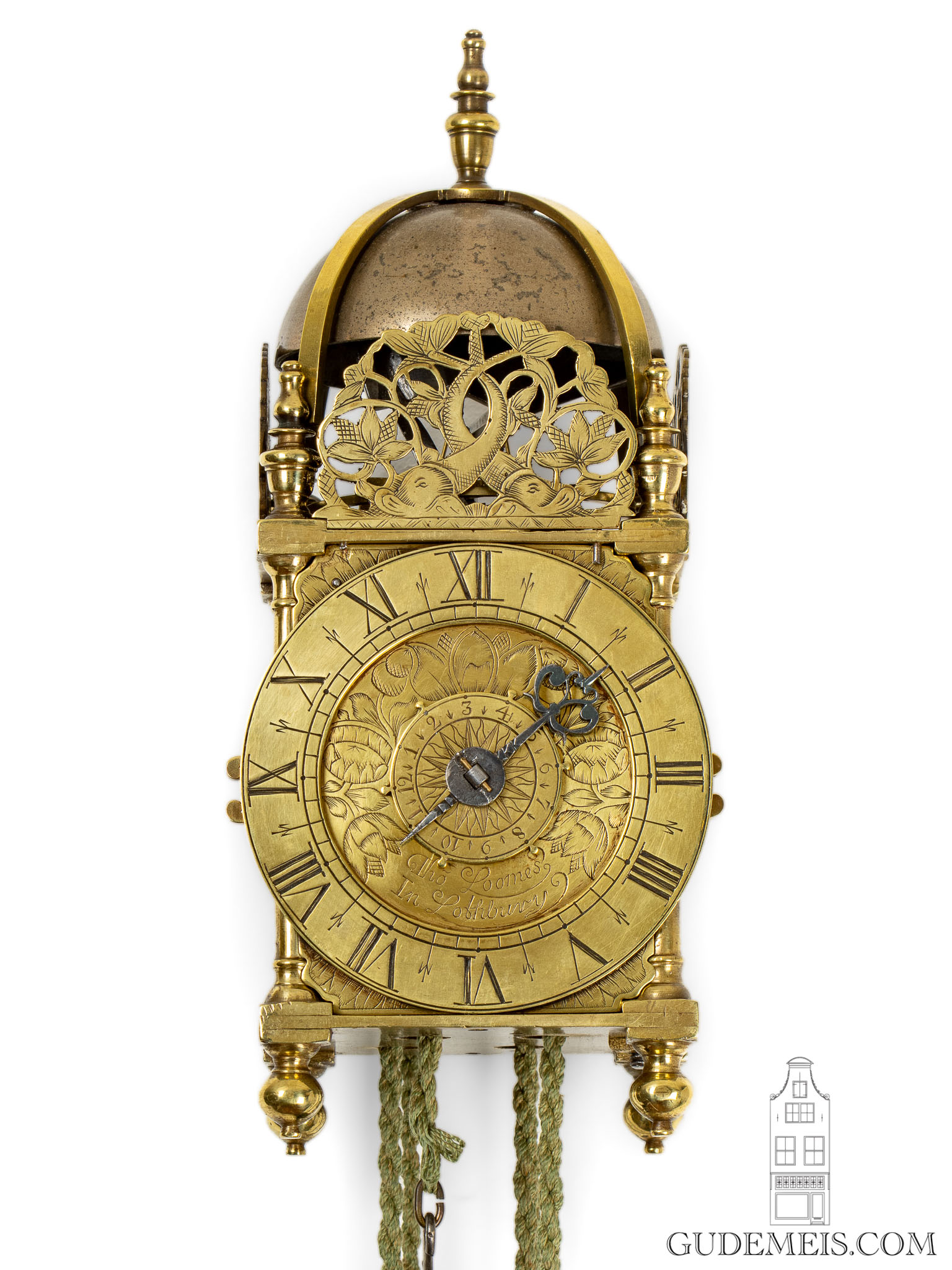 miniature-English-brass-balance-wheel-striking-lantern-clock-Thomas-Loomes-Lothbury-