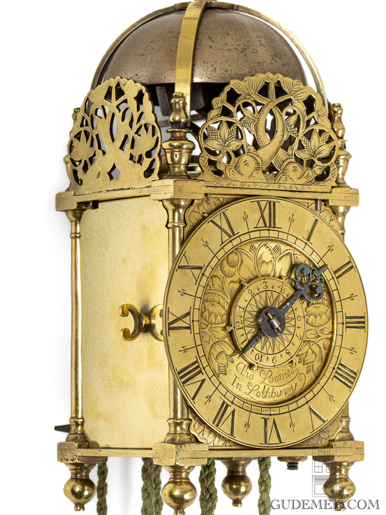 miniature-English-brass-balance-wheel-striking-lantern-clock-Thomas-Loomes-Lothbury-