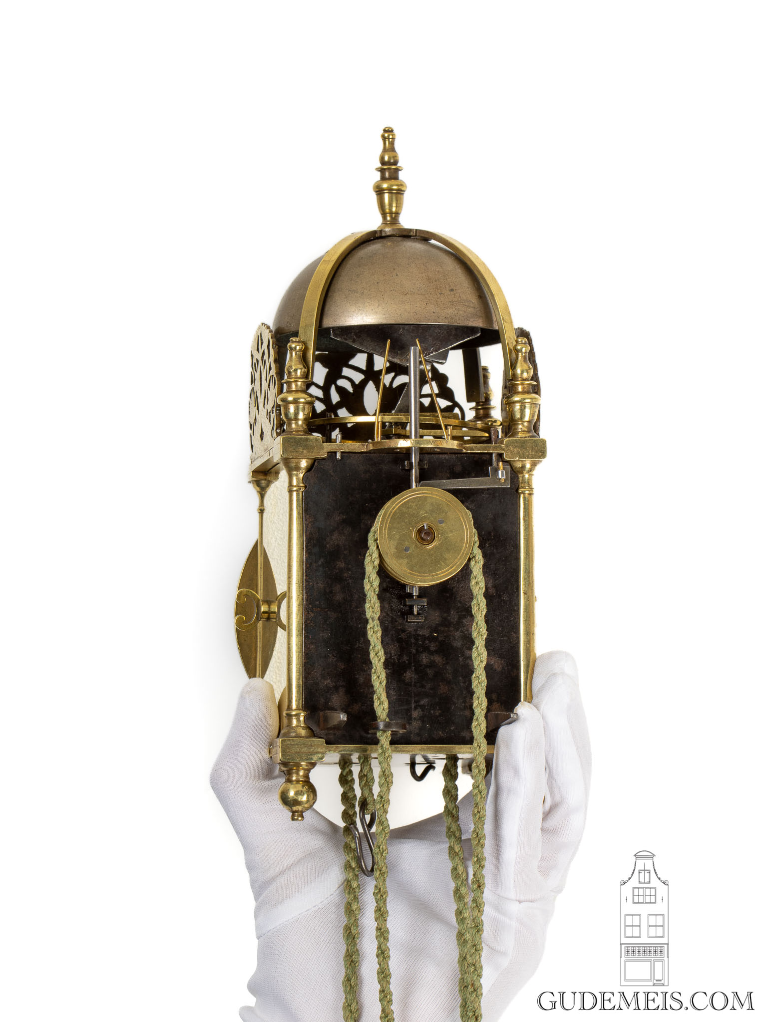 miniature-English-brass-balance-wheel-striking-lantern-clock-Thomas-Loomes-Lothbury-