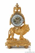 French-LouisXVI-Saintgermain-ormolu-gilt-bronze-marcasite-sculptural-lion-mantel-clock-glass-dial-