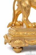 French-LouisXVI-Saintgermain-ormolu-gilt-bronze-marcasite-sculptural-lion-mantel-clock-glass-dial-